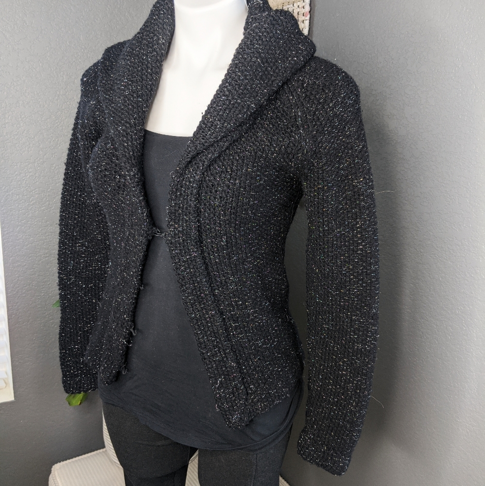 J. Crew Handknit Wool Sweater Black and Silver
